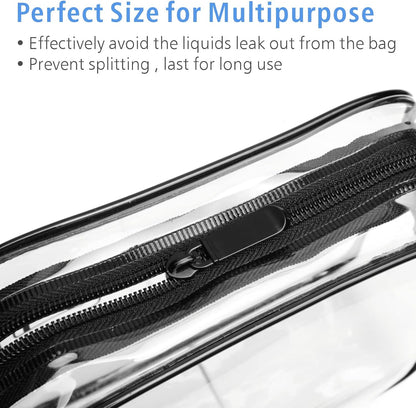 PACKISM TSA Approved Toiletry Bag, Clear Makeup Bag Waterproof Quart Size Bag, Travel Makeup Cosmetic Bag for Women Men, Carry on Airport Airline Compliant Bag, 3 Pack