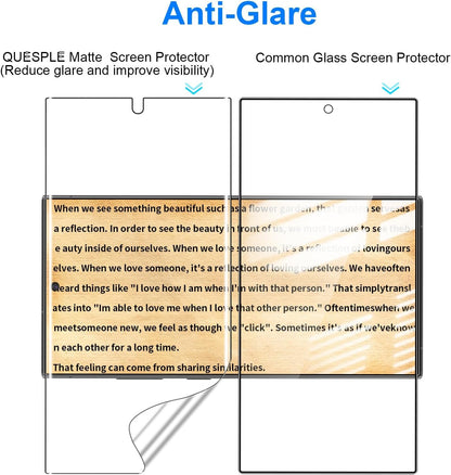 QUESPLE [2 Pack] for Samsung Galaxy S23 Ultra Anti-Glare Matte TPU Screen Protector 6.8 Inch, Smooth and Responsive Touch Screen Protector Film for Gamming, [Support Fingerprint Unlock] [Self-Healing] [Not Glass]