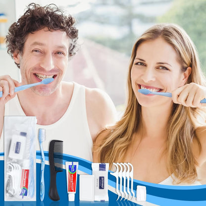 25 Sets Personal Hygiene Kit Bulk, Disposable Toothbrushes with Toothpaste Floss Comb Soap and Cover, Toiletry Kits Homeless Supplies Bulk for Women,Men,Travel,Homeless