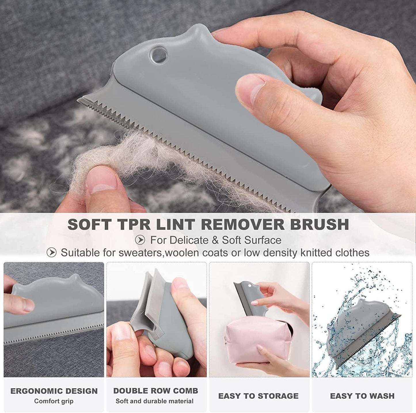 Portable Lint Remover, Pet Hair Remover, Lint Roller for Clothes and Carpet, 3 Pack Manual Fuzz Shaver Brush Tool Quickly and Effectively for Couch, Stairs, Blanket, Coat, Sweater