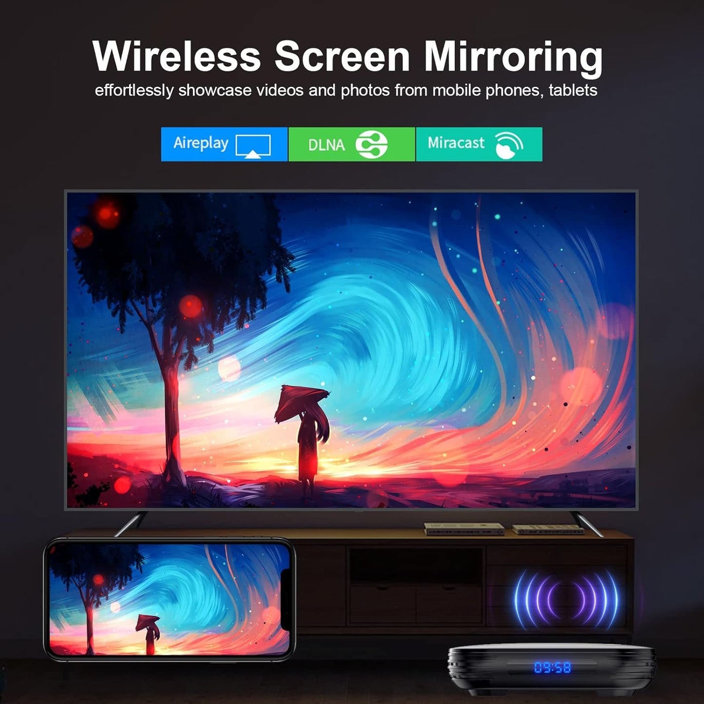 Android TV Box 12.0 4GB RAM 32GB ROM Support 8K 6K Dual-WiFi 2.4G 5.8G Android Box H618 Chipset with HDR10 BT5.0 USB 2.0 3D Ethernet with Mini Backlit Keyboard