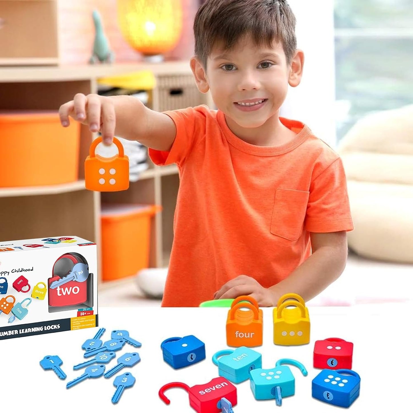 Misitti 20PCS Kids Learning Locks with Keys Numbers Matching & Counting Montessori Educational Toys for Ages 3 yrs+Math Manipulatives for Preschool Kindergarten Learning & Education