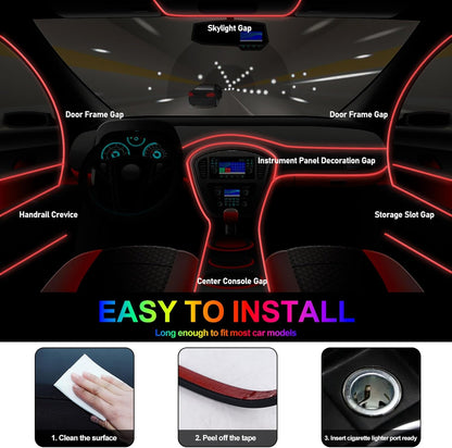 LED Interior Lighting Car, 4pcs 72 Strips RGB Car Interior Lighting Ambient Lighting 12V Cigarette Lighter LED Strip with App Control & Remote Control Dynamic Music Neon
