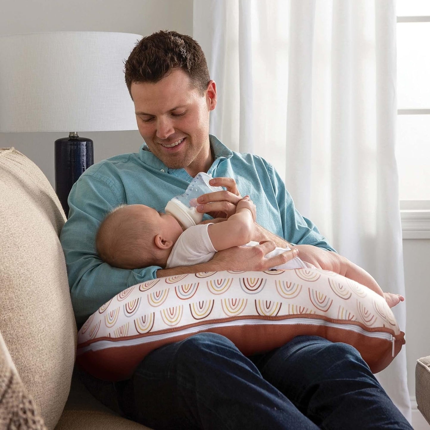 Boppy Organic Original Support Cover, Spice Rainbows, 100% Organic Cotton Jersey Fabric Cover Fits All Boppy Original Nursing Supports for Breastfeeding, Bottle Feeding, and Bonding, Cover Only