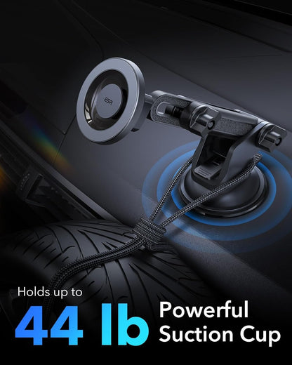 ESR HaloLock Dashboard Phone Holder, Windshield Car Mount, Compatible with iPhone 16/16 Plus/16 Pro/16 PRO Max/15/14/13/12,S25, Charging Not Supported, Metallic Grey