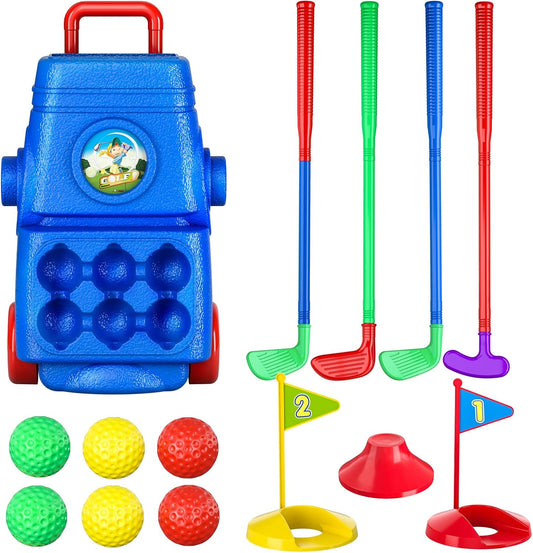TEMI Toddler Golf Toy Set - Children Golf Suitcase Game Play Set & Sports Toys with 6 Play Balls, 4 Golf Clubs, 2 Practice Holes - Indoor and Outdoor Toys for 3 4 5 6 Year Old Boys Girls