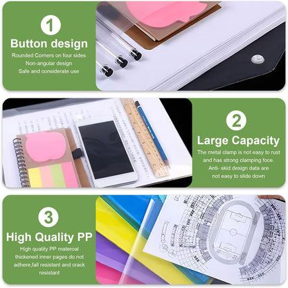 Plastic File Folder, A4 Size Plastic File Folder, 12 Pcs Clear Document Folders, Filing Envelopes for School, Home, Work, Office Organization