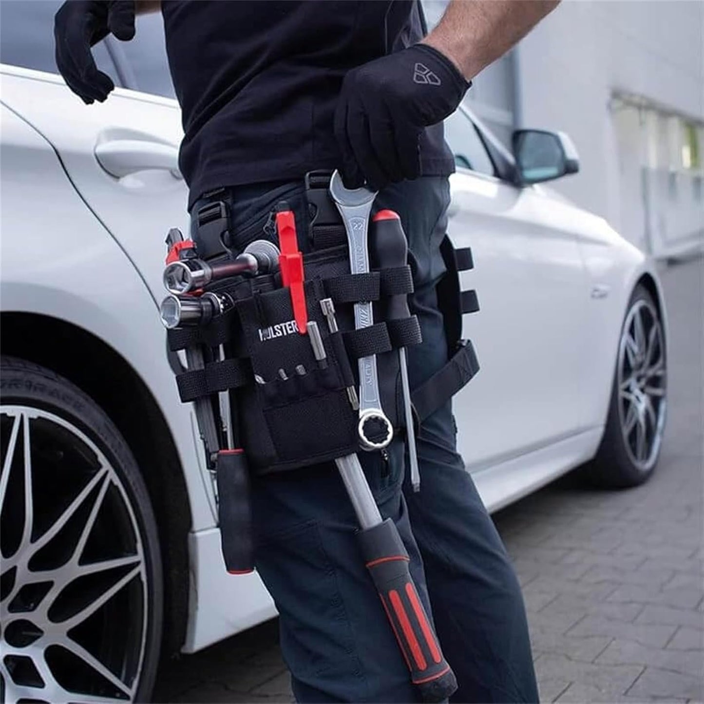 Tool Pouch,Repair tool kit, Multi-Tool Electrician Pouch with Leg Tools Belt, Tactical Work Bag for Electricians, Repairmen, HVAC Techs – Durable Black Pouchs with Belt Clip (1Pc)