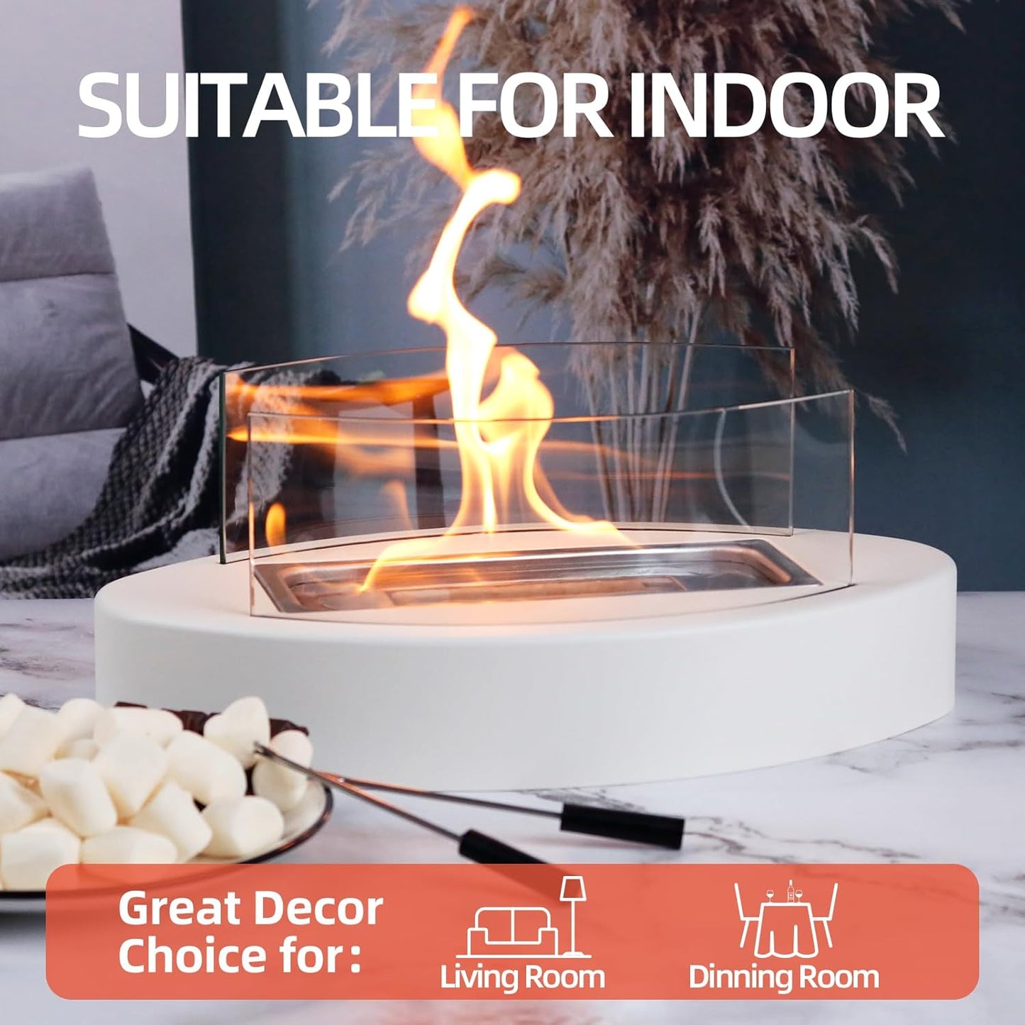 Tabletop Fire Pit, Table Top Firepit for Indoor Home Decor, Easter Decoration Living Dining Room Patio Balcony Backyard Garden, Small Fireplace Fire Bowl Housewarming Gift