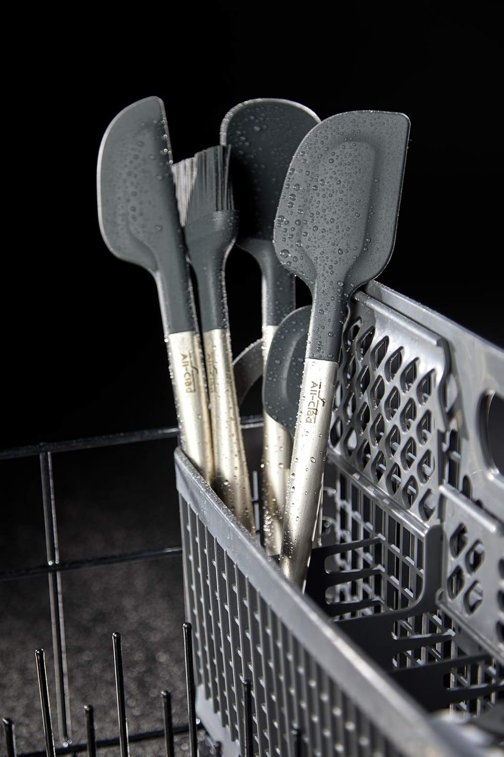 All-Clad Specialty Silicone Kitchen Gadgets Spatula Kitchen Tools, Kitchen Hacks Silver, Stainless Steel and Black