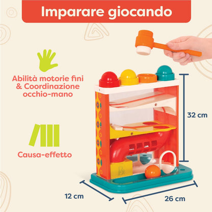 B. toys - Whacky Ball - Pounding Toy - 4 Colorful Balls and Hammer - Pound & Play - Educational and Educational Toy for Kids - 12 Months +