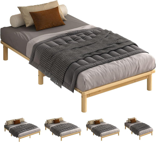 ALFORDSON King Single Bed Frame Wooden Bed Base with Timber Slats, Solid Pine Wood Mattress Base Platform Support, Bed Foundation with Storage Space, Home Bedroom Furniture, Basia Series in Oak