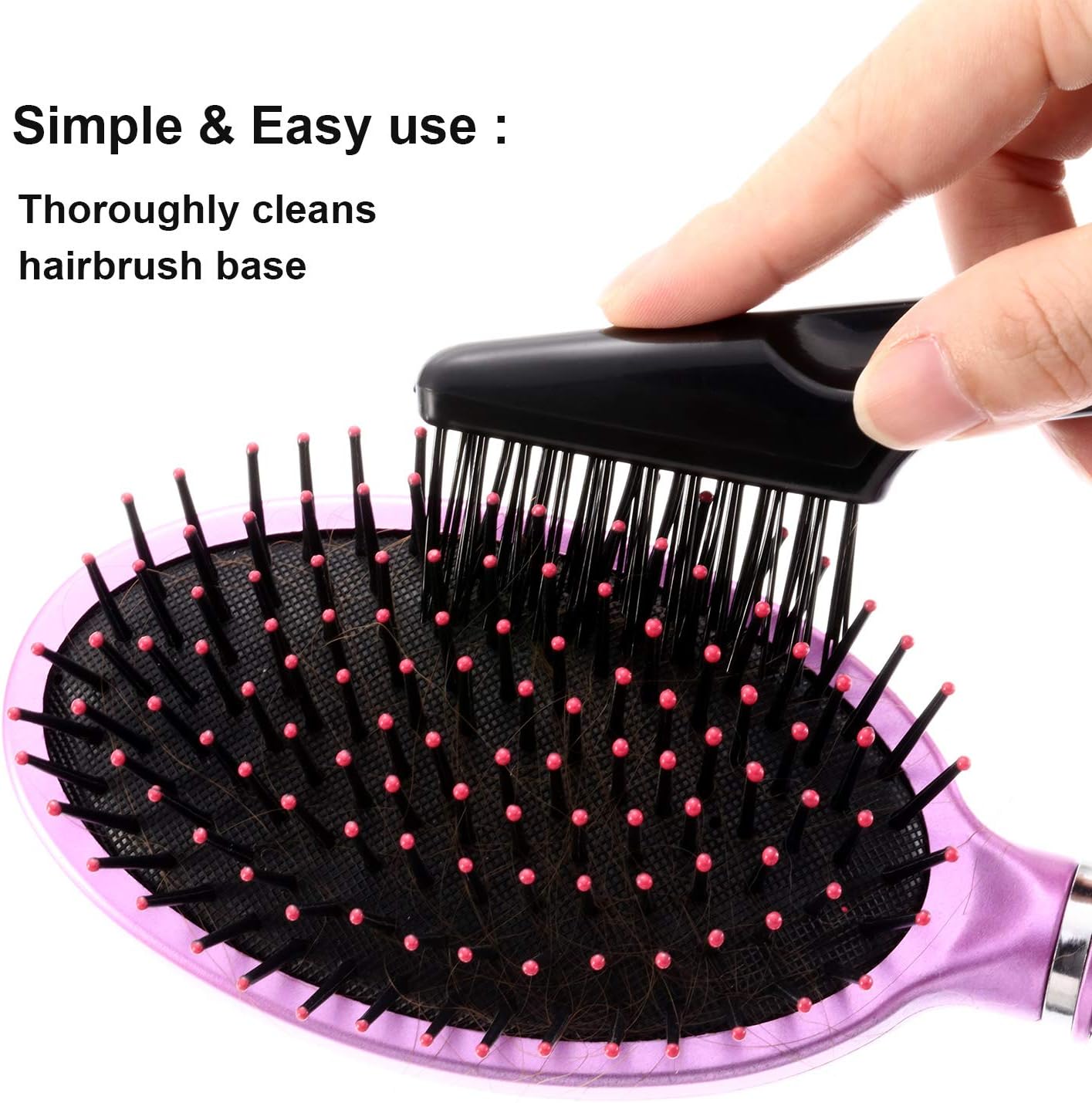 Hair Brush Cleaning Tool Hair Brush Cleaner Rake for Removing Dirt Home and Salon Use, Black (2 Packs)