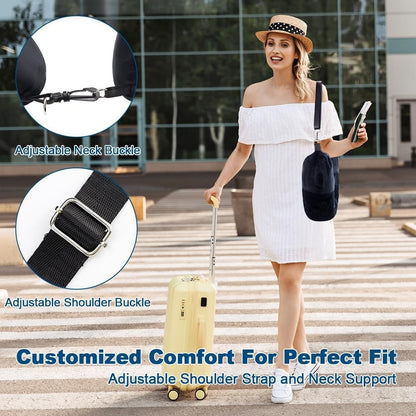 LYSAIMG Stuffable Travel Pillow,Stuffable Neck Pillow for Extra Luggage,Soft Velvet U-Shaped Neck Pillow Storage Bag with Adjustable Neck Size,Pillow Storage Bag with Clothes for Outdoor
