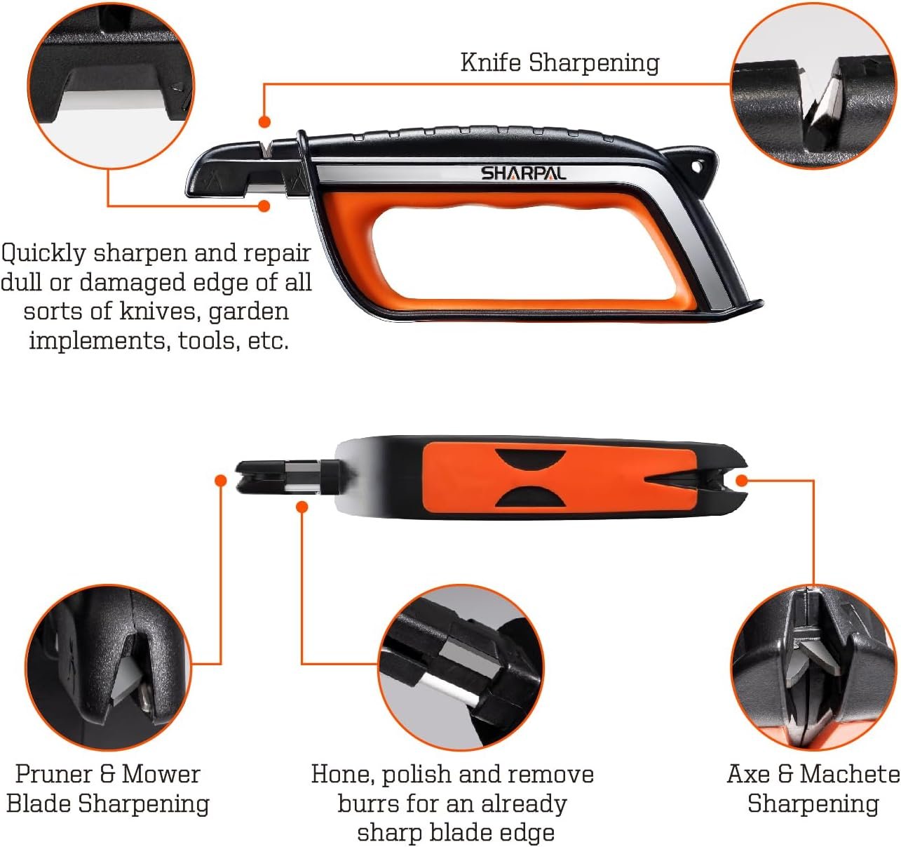 SHARPAL 103N All-in-1 Knife Garden Tool Multi-Sharpener for Lawn Mower Blade, Axe, Hatchet, Machete, Pruner, Hedge Shears, Scissors