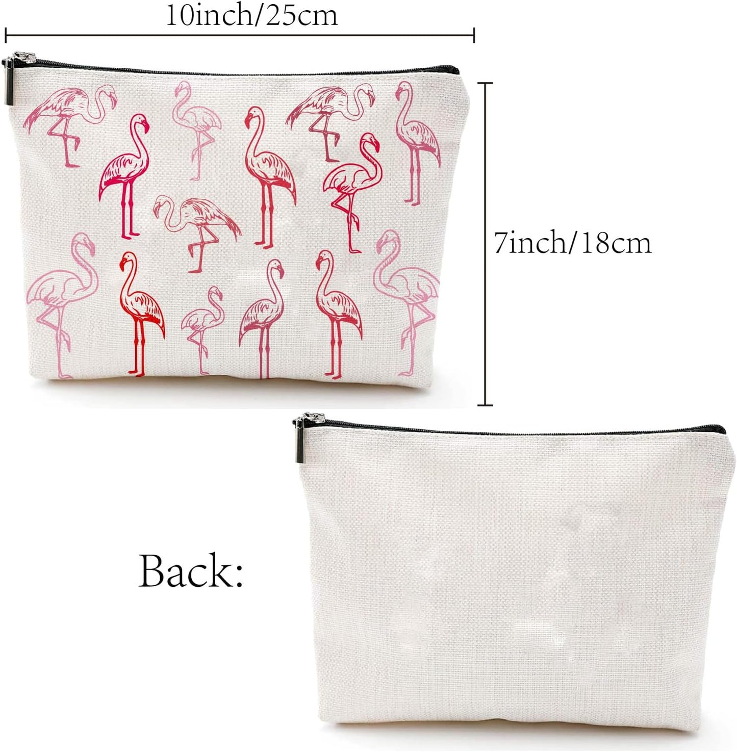 CREATCABIN Flamingo Makeup Bags Pink Cosmetic Pouch Zipper Pouches Pencil Case Polycotton Toiletry Bag Travel Organizer Bag Accessories Gifts Mom Girlfriend Wife Teacher 25 x 18 cm