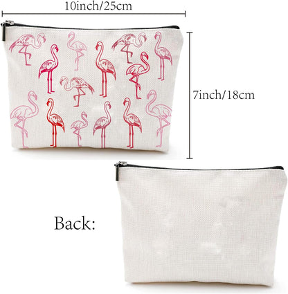 CREATCABIN Flamingo Makeup Bags Pink Cosmetic Pouch Zipper Pouches Pencil Case Polycotton Toiletry Bag Travel Organizer Bag Accessories Gifts Mom Girlfriend Wife Teacher 25 x 18 cm