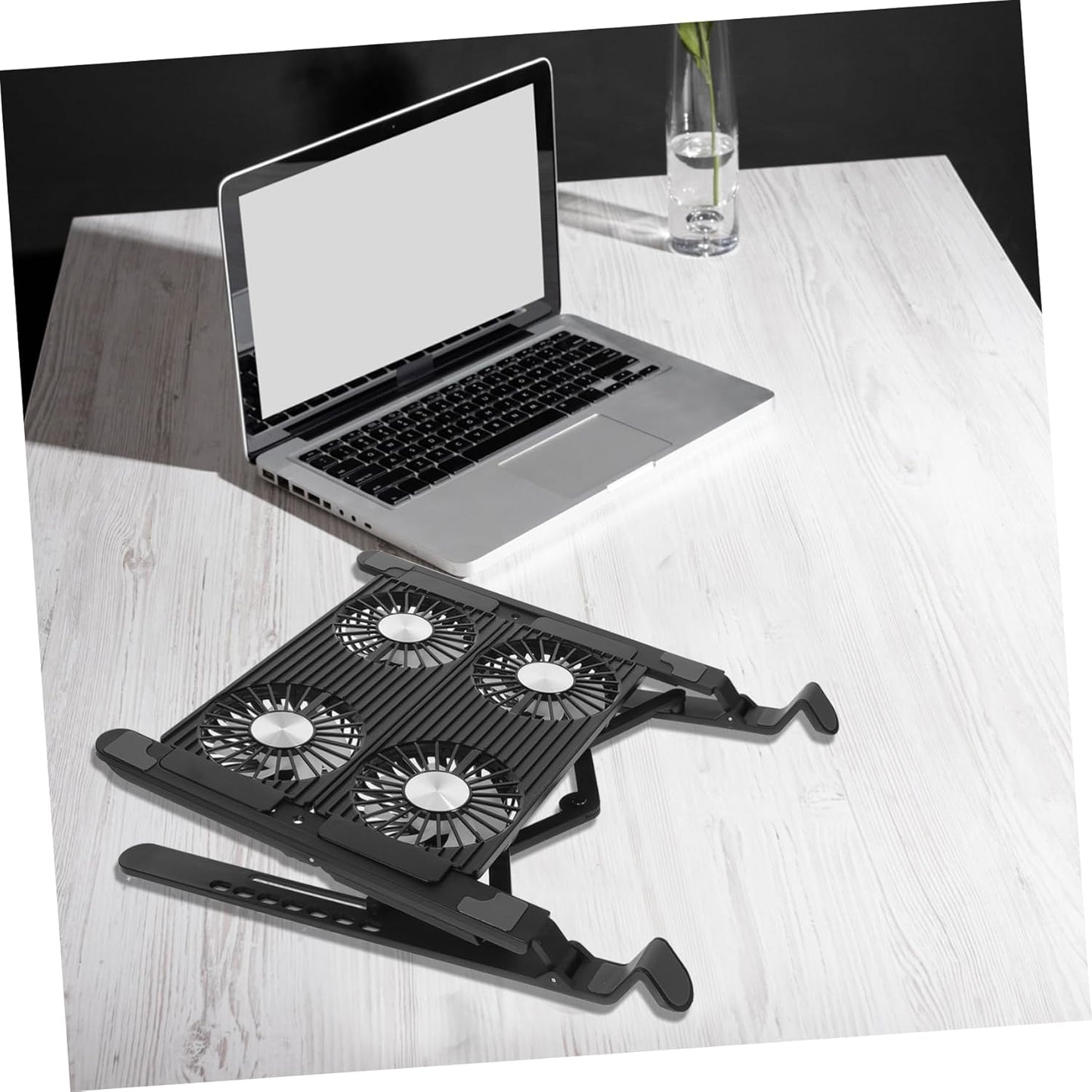 KALLORY 1 Set Adjustable Laptop Cooling Stand with USB Fan Control Multi Functional Notebook Cooler Pad for Comfortable Usage and Efficient Heat Reduction Design for Long Hours of Work