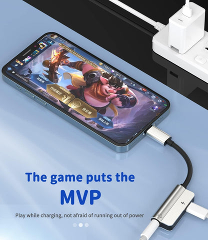 Lightning to 3.5mm Dongle Splitter(2in1)Apple MFI Certified iPhone AUX Adapter Charger Headphone Jack Adaptador Para Cable for 14 13 12 11 Pro Max X XR SE 7 8 Plus Mini Music Audio Earphone Power Cord