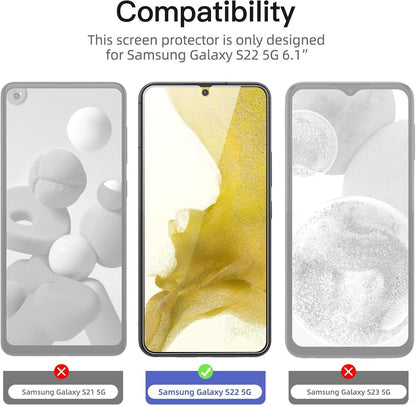 NEW'C 3 Pack Privacy Screen Protector for Samsung Galaxy S22 5G, Balanced 35-Degree Privacy Angle with Eye Protection, Ultra Durable 9H Hardness, Bubble-Free