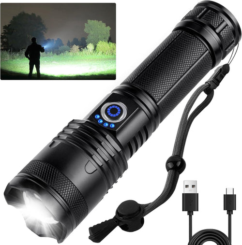UOATEPC Rechargeable Flash Light Flashlights High Lumens, 990000 Lumens Super Bright LED Tactical Flashlight, 5 Modes IPX6 Waterproof, Powerful Handheld Flashlights for Camping Emergency Outdoor