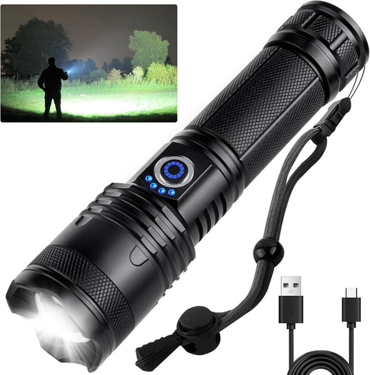 UOATEPC Rechargeable Flash Light Flashlights High Lumens, 990000 Lumens Super Bright LED Tactical Flashlight, 5 Modes IPX6 Waterproof, Powerful Handheld Flashlights for Camping Emergency Outdoor