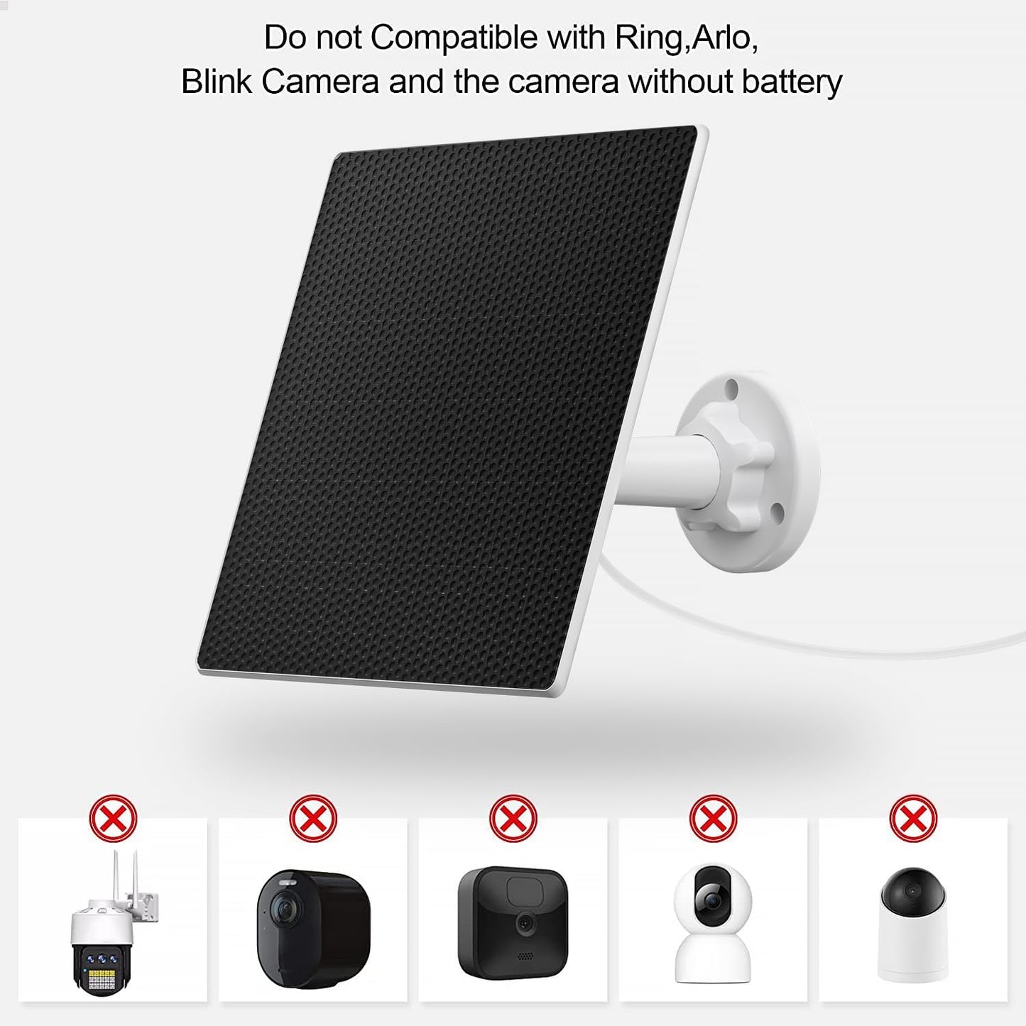 SANKABA Solar Panel for Security Camera,5W USB DC 5V Camera,Micro & USB-C Port Panel,IP65 Waterproof Charger Camera with 360° Adjustable Mounting SANKABA-000010