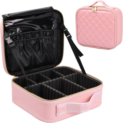 Chstarina Travel Beauty Case, Professional Makeup Bag, Women's Makeup Bag, Waterproof Makeup Bag, Bag with Adjustable Dividers Organizer, Travel Organizer, Pink, pink, makeup case