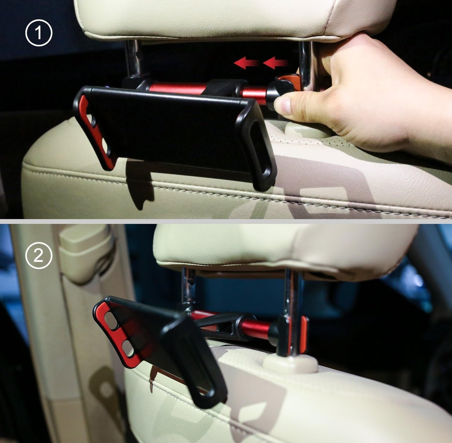 MoKo Headrest Phone/Tablet Car Mount, Adjustable Tablet Holder for 4-12.9" Devices, Fit with iPhone 16/Pro/Pro Max/Plus, iPhone 15/Pro/Plus/Pro Max, iPhone 14 Pro Max/14, iPad Air 4/Mini 6,Black