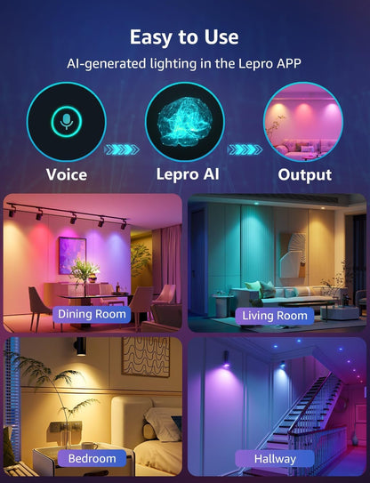 Lepro BG1 GU10 LED Bulbs, Smart Light Bulb RGBCW Dimmable Color Changing, Compatible with Alexa & Google Assistant, AI Voice Control via App, Music Sync, 2.4G WiFi Only, 4 Pack