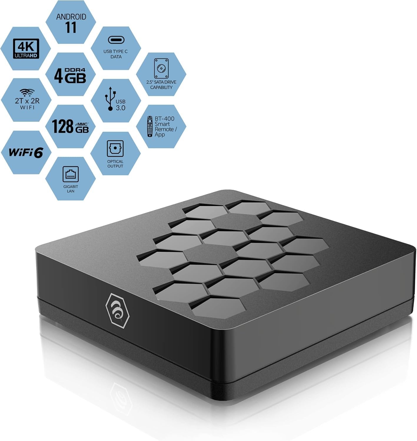 BuzzTV U5 128GB Android TV Box | 4K Streaming Device Quad-Core Processor Dual-Band Wi-Fi Bluetooth 5.0 | HDR Android 11 OS