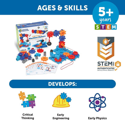 Learning Resources STEM Explorers Machine Makers, 60 Pieces, Ages 5+, Toys, Building Kits, Engineering Build it Yourself Toys Small