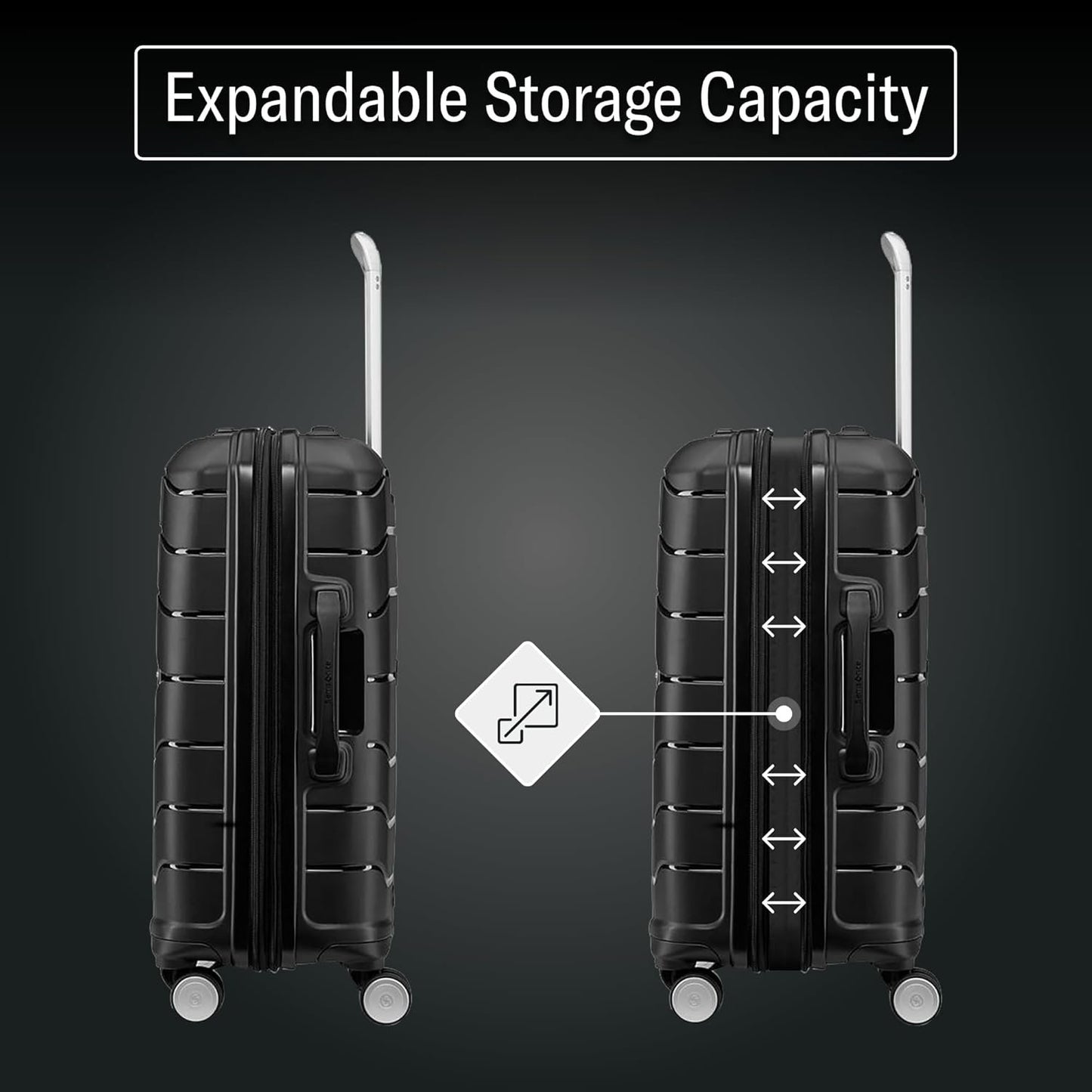 Samsonite Freeform Hardside Expandable with Double Spinner Wheels, Black, 2-Piece Set (21/28), Freeform Hardside Expandable with Double Spinner Wheels
