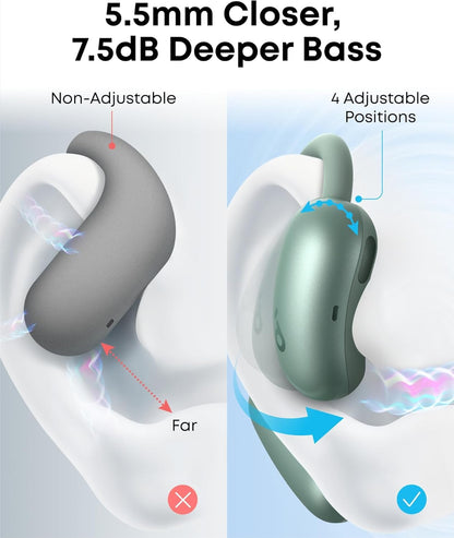 soundcore AeroFit 2 by Anker, Open-Ear Headphones, Non-Intrusive Design, Adjustable Comfort, Snug Fit, Rich Bass, Hi-Res Audio, 42H Play, Bluetooth 5.4, Wireless Charging, IP55, Open-Ear Earbuds