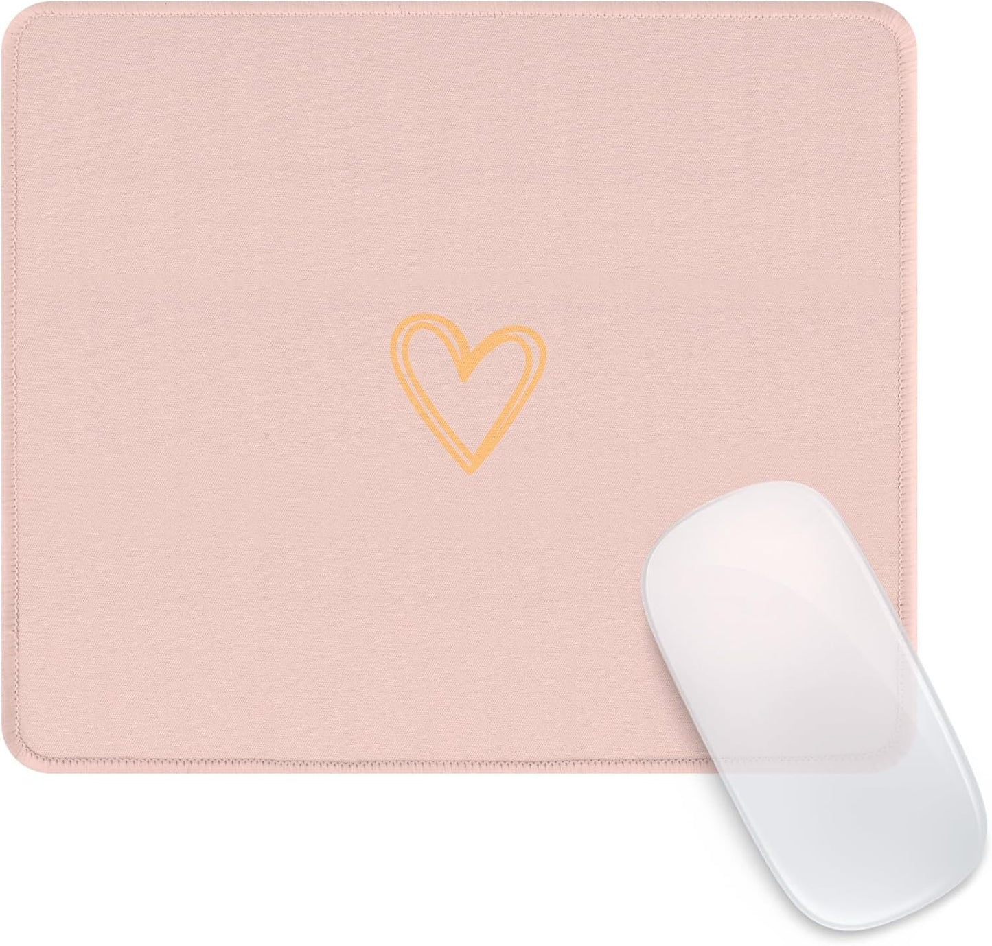 Ksriylm Square Aesthetic Cute Heart Mouse Pad Office Home Personalized Mouse Mat Waterproof Mouse Pad Non-Slip Rubber Base Computer Mouse Pads for Wireless Mouse,Pink