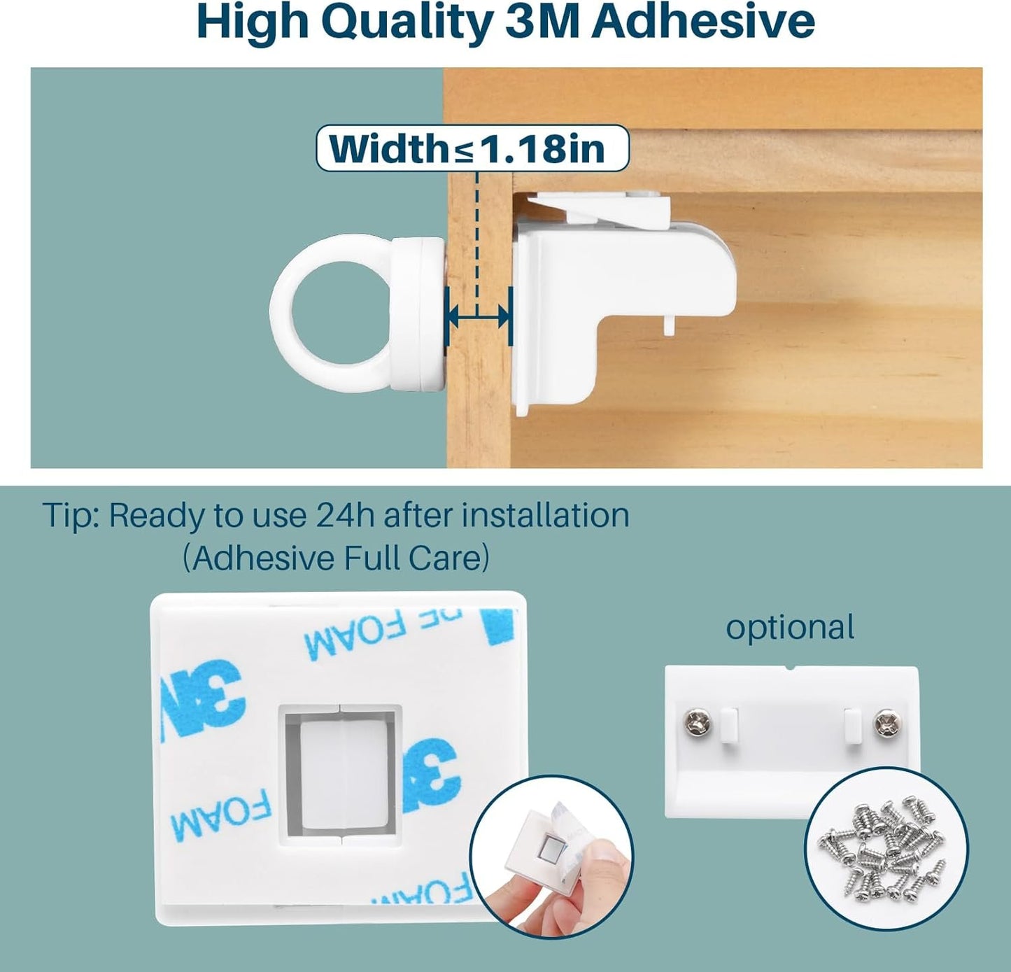 Inaya Magnetic Cabinet Locks for Baby Proofing, Child Proof Magnet Locks for Cabinets & Drawers with Invisible Design, 3M Adhesive, 6 Locks & 1 Key, No Drill & Tools Needed