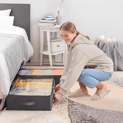 90L Underbed Storage Containers, 4 Pack Reinforced Handle Closet Organizers and Storage Bins, Foldable Underbed Bags for Blankets, Towels, Comforter, Sweaters, Pillows, Linen Sheets