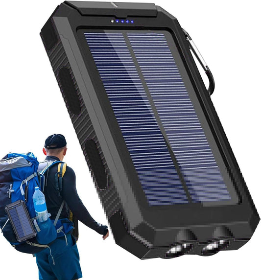 Solar Charger - 20000mAh Portable Solar Charger Battery Bank | Flashlight Fast Charging Survival Gear Wireless Battery Pack for Cell Phone, Outdoor & Fishing
