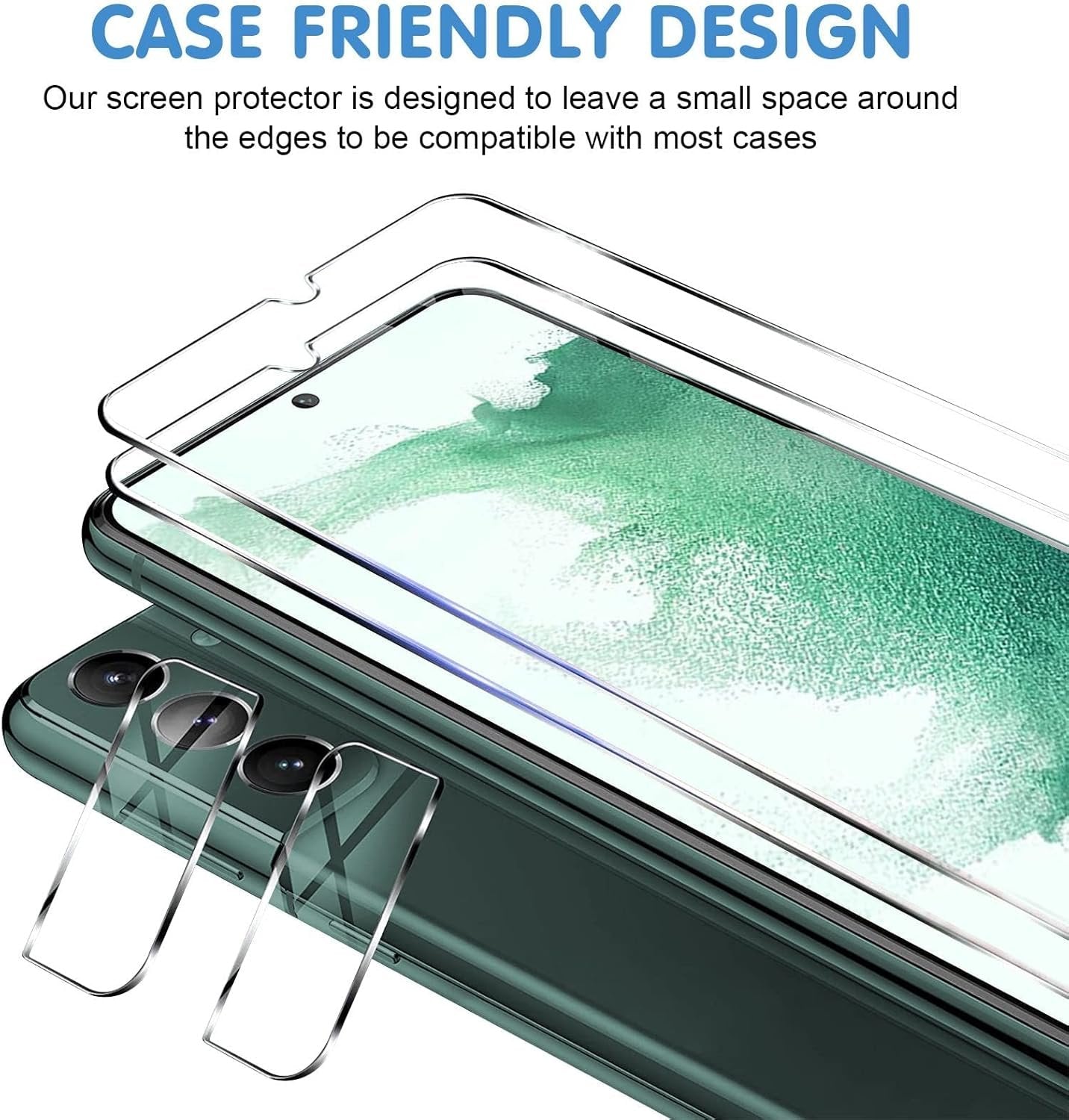 [3+3 Pack] for Samsung Galaxy S22 Plus 5g glass Screen Protector, 9H Tempered glass, Ultrasonic Fingerprint Support, Case Friendly HD Clear Scratch Resistant