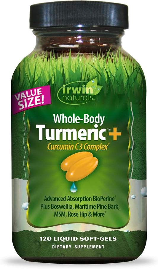 Irwin Naturals Whole Body Turmeric + Curcumin C3 Complex - 60 Liquid Softgels - Supports Whole-Body Wellness