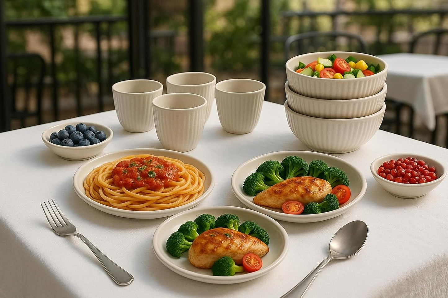 18 PCS Wheat Straw Dinnerware Sets Plates and Bowls Set Kitchen Cups Dinnerware sets for 6 Microwave and Dishwasher Safe Unbreakable Dinnerware Set Dish Set