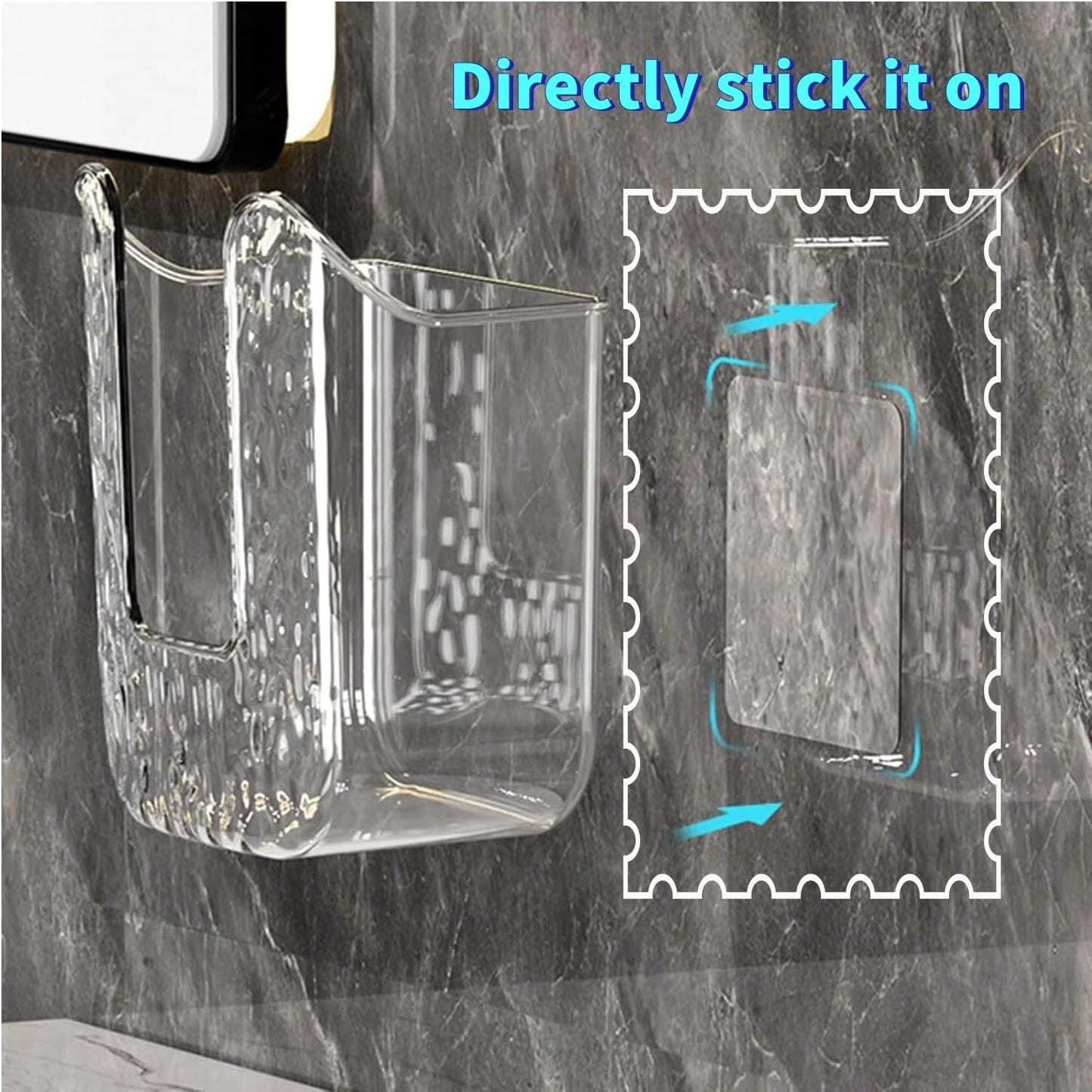 WADY Wall Mounted Wipes Holder Wipes Wall Mounted Holder Bathroom Wipes Holder Toilet Wipes Holder Punch-Free Wipes Dispenser Kitchen Wipes Storage Box Wipes Organizer Container (Transparent gray)