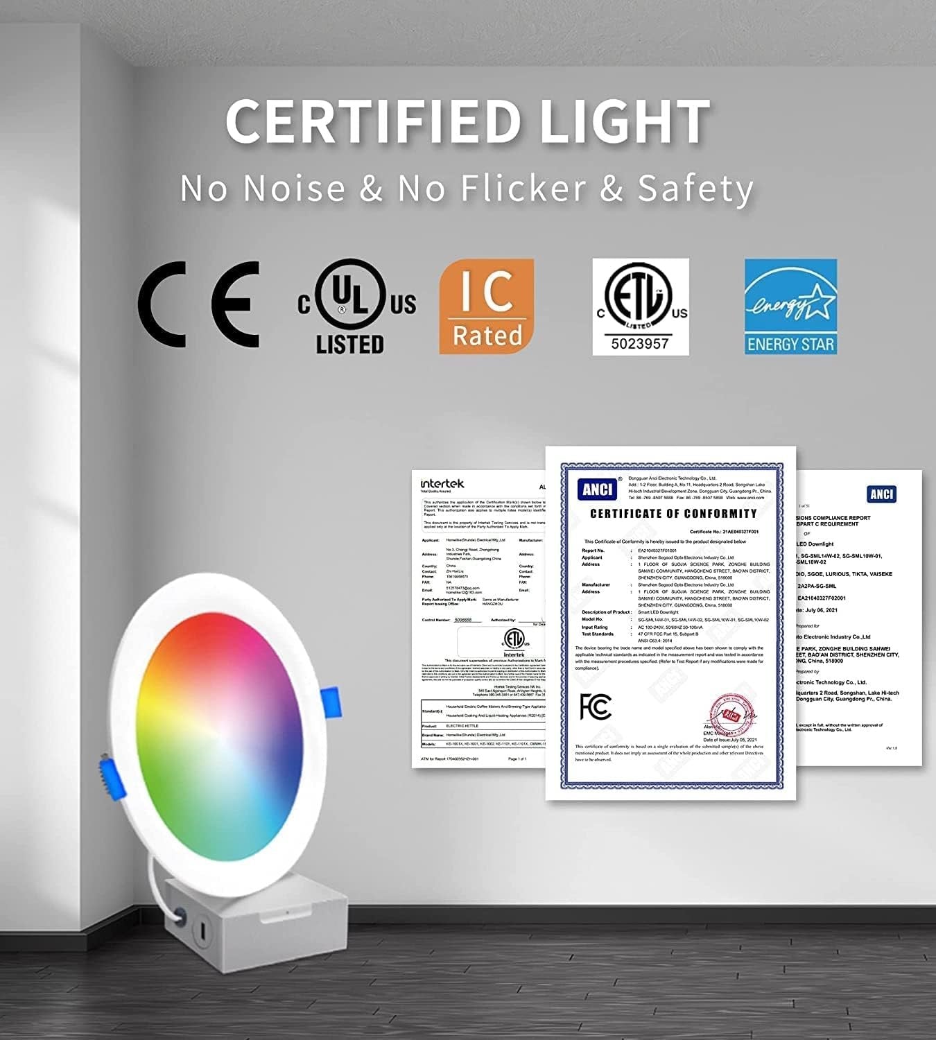 Smart LED Recessed Lighting 6 Inch, IC Rated & ETL Certified Recessed Ceiling Light, RGB & Cool & Warm White Dimmable Color Changing Downlight Work with Alexa/Google, Sync to Music, 1200Lumen,6 Pack