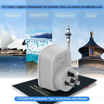 TESSAN Australia Travel Socket Adapter with 2 USB Travel Adapter for Australia China New Zealand Argentina