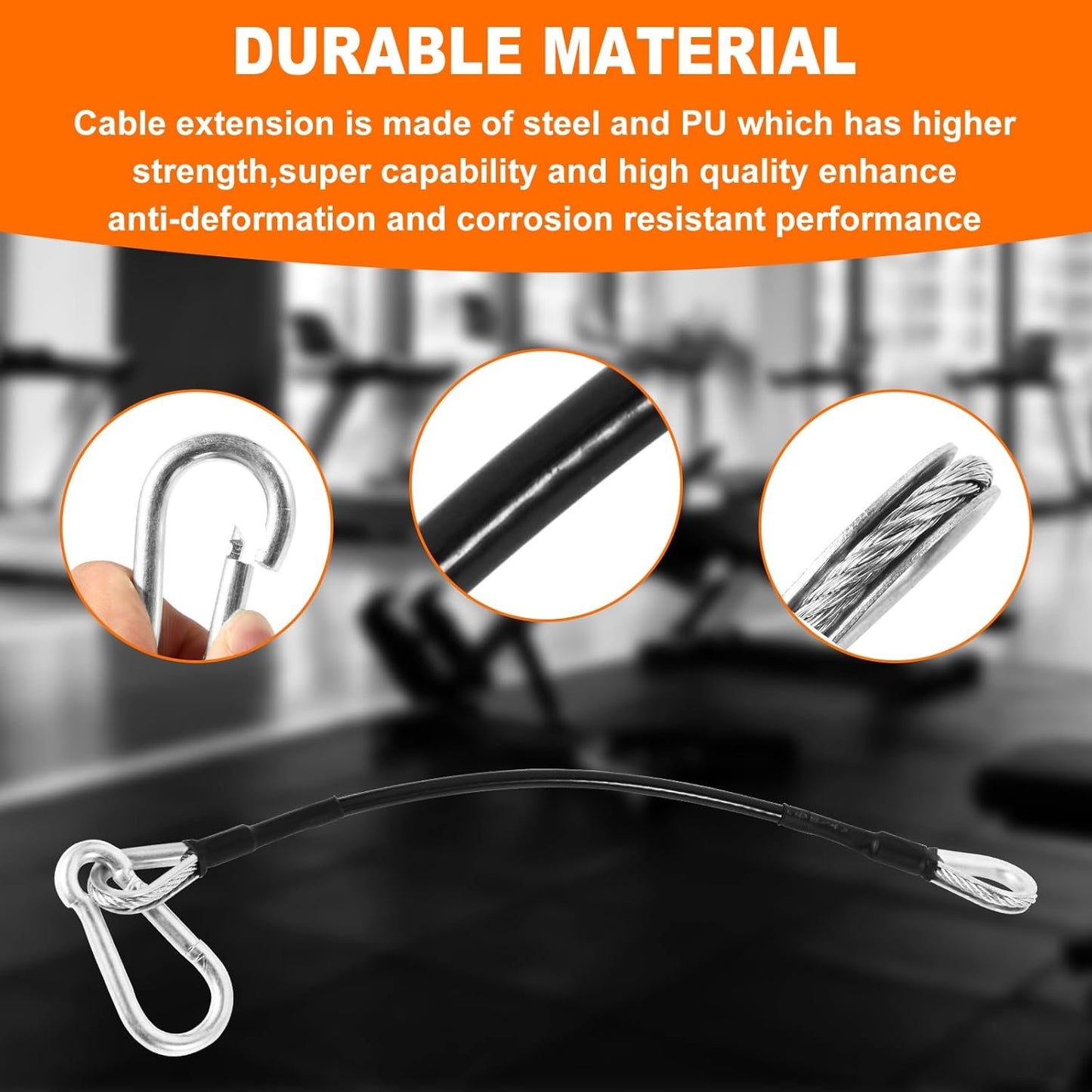 Gym Extension Cables 10" Long Replacement Extension Cables Compatible with Bowflex Home Gym Machine Accessories for LAT/Tricep Pull Down and Leg Extensions Machine (1 Pair)-Extend Your Workout Angle