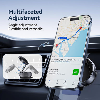 Kupe 360° Adjustable Vacuum Magnetic Suction Car Phone Holder, Swivel Locking Vacuum Phone Mount, Suction Cup Magnetic Cell Phone Holder Compatible with iPhone 16 Pro Max (Black)