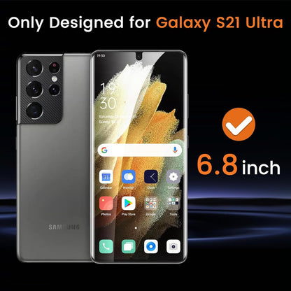 Lesakit 2 Pack Privacy Screen Protector for Samsung Galaxy S21 Ultra 6.8 inch, Anti Spy TPU Flexible Screen Protector [Support Fingerprint ID], True 28°, High Sensitivity, Case Friendly