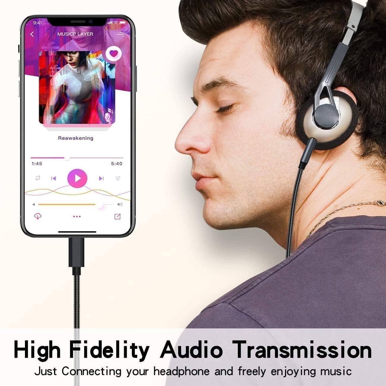 (Apple MFi Certified) AUX Cord for iPhone,Lightning to 3.5mm AUX Audio for Car Stereo Headphone Jack Cable Adapter Compatible for iPhone 14/13/12/11/XR/X/8/7/Speaker/Home Stereo/Headset/All iOS-3.3ft