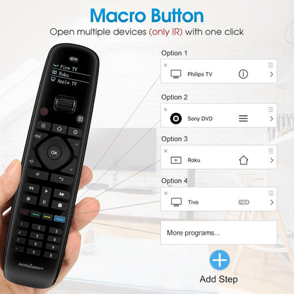 SofaBaton U2 Universal Remote with Smartphone APP, Long Range Infrared, All in One Universal Remote Control Compatible for Smart TVs/DVD/STB/Projector/Streaming Players/Blu-ray