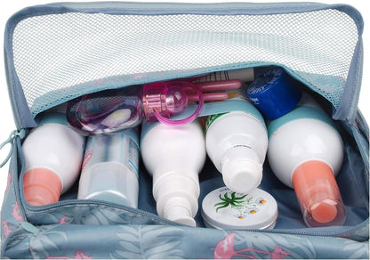 Narwey Hanging Toiletry Bag Women Travel Toiletries Bag Cosmetic Makeup Bag Water-Resistant Organizer for Girls (Flamingo)